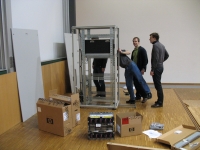assembly of server rack in lecture hall